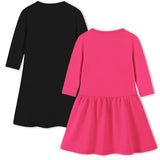 Trampoline Cotton Blend Knit Pack Of 2 Three Fourth Sleeves Girl Power Printed Dress - Pink & Black
