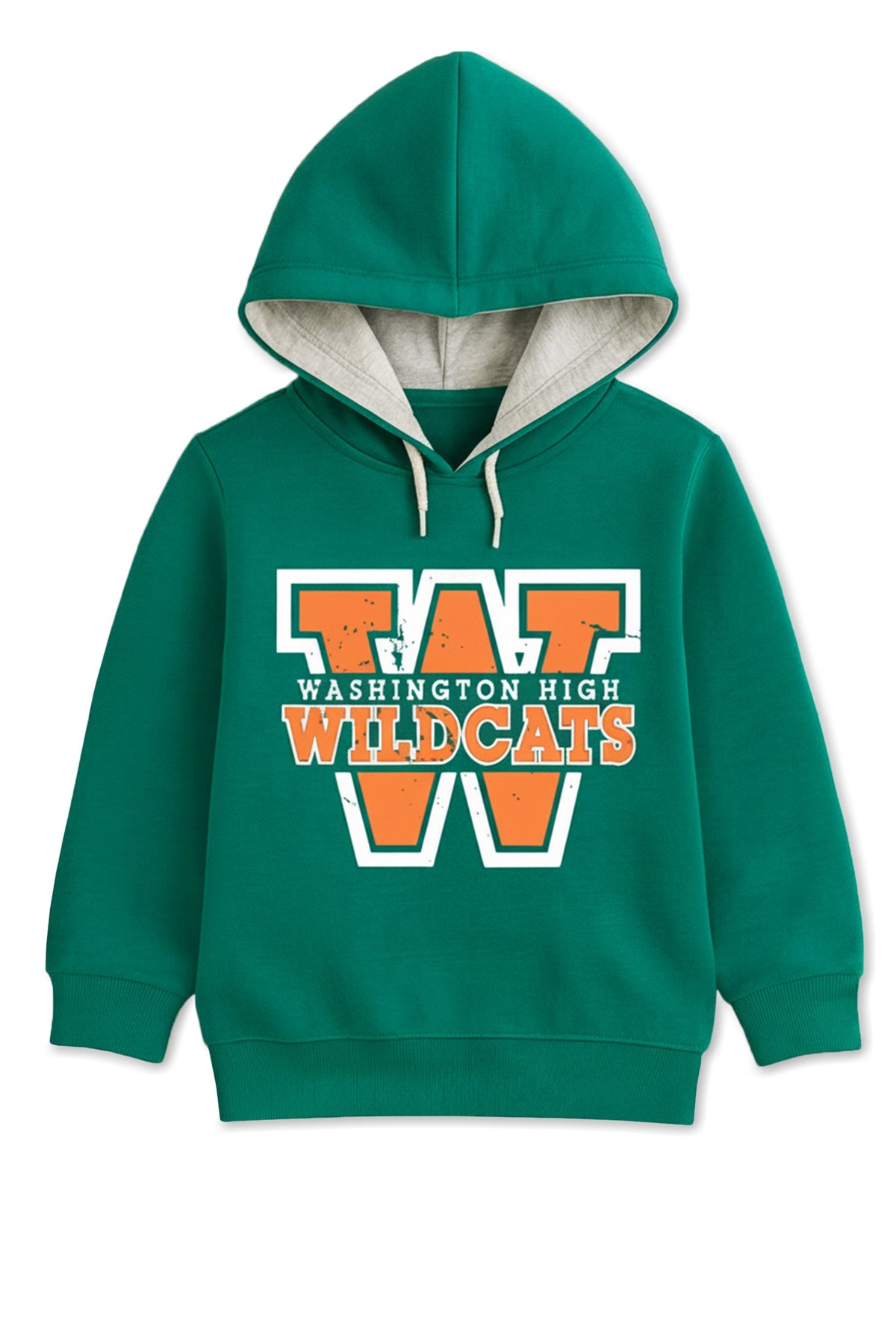 Trampoline Fleece Full Sleeves Wildcats Text Printed Winter Hooded Sweatshirt - Green