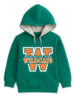 Trampoline Fleece Full Sleeves Wildcats Text Printed Winter Hooded Sweatshirt - Green
