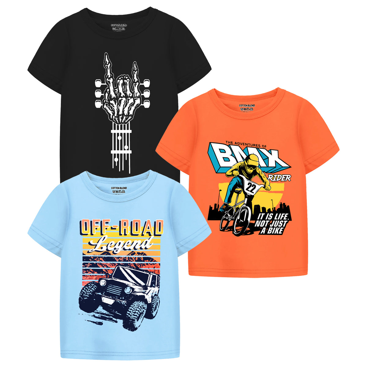 Trampoline Boys Half Sleeves Regular Fit T-Shirt (Pack of 3)
