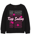 Trampoline Fleece Knit Full Sleeves Keep Smiling & Unicorn Printed Winter Sweatshirt Pack Of 2 - Black Purple