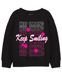 Trampoline Fleece Knit Full Sleeves Keep Smiling & Unicorn Printed Winter Sweatshirt Pack Of 2 - Black Sky Blue