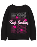Trampoline Fleece Knit Full Sleeves Keep Smiling & Unicorn Printed Winter Sweatshirt Pack Of 2 - Black Pink