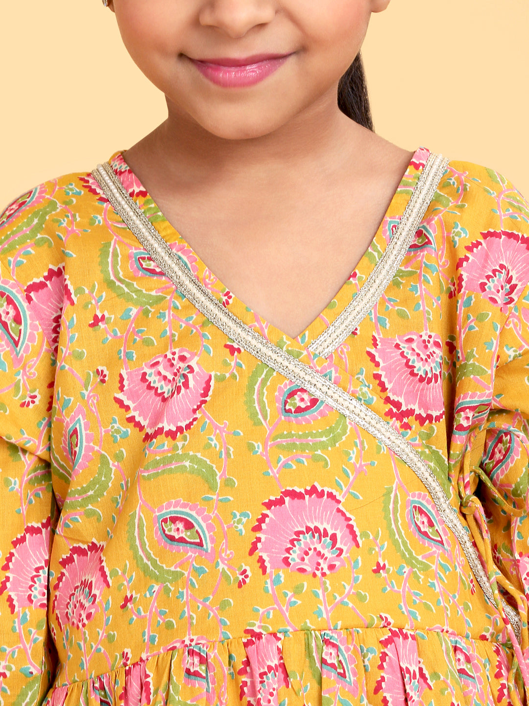 Trampoline Girls Floral Printed Kurta & Sharara Set With Dupatta