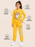 Trampoline Girls Cotton Blend Unicorn Print Hooded T-Shirt with Sweatpants Set – Yellow