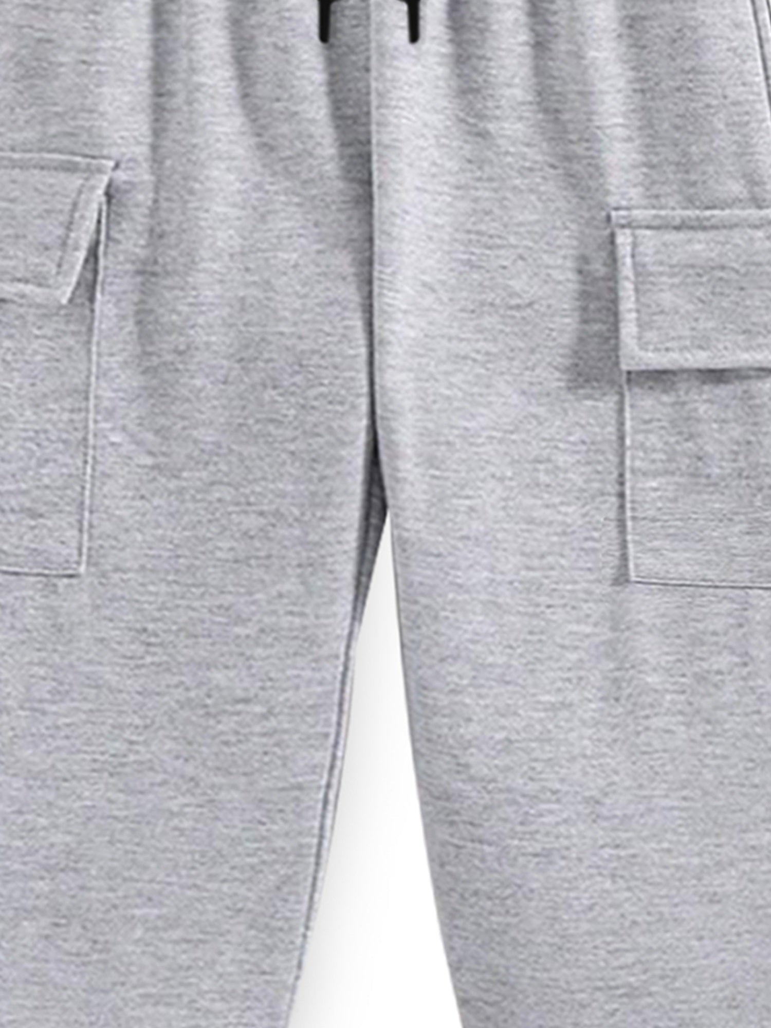 Trampoline Cotton Blend Knit Pack Of 2 Solid Cargo Joggers With Pockets - Blue & Grey
