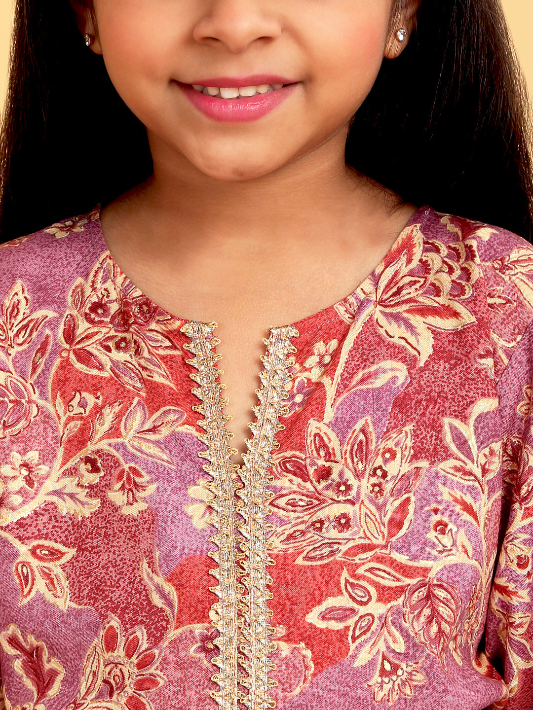 Trampoline Girls Floral Printed Kurta & Palazzo Set With Dupatta