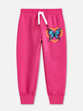 Trampoline Cotton Blend Knit Full Sleeves Love Butterfly Printed Coordinating Tee & Joggers Set - Black & Pink