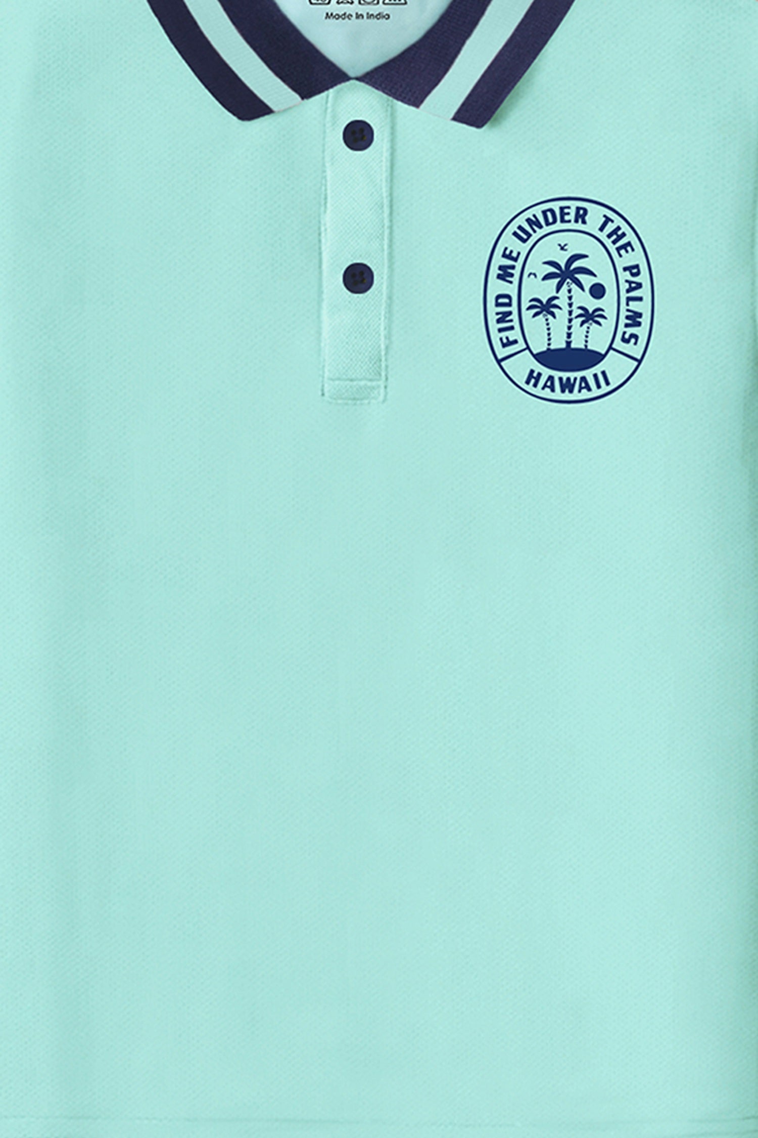 Trampoline Kids Cotton Blend Knit Half Sleeves Solid  Polo T-Shirt - Blue