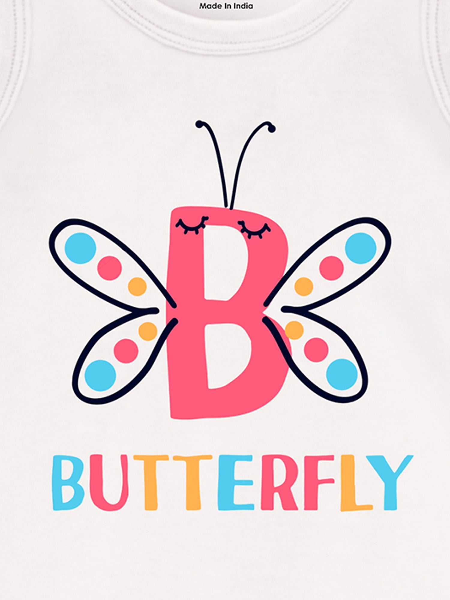 Trampoline Cotton Blend Pack Of 4 Sleeveless Rainbow & Butterfly Printed T-Shirts- Multi Colour