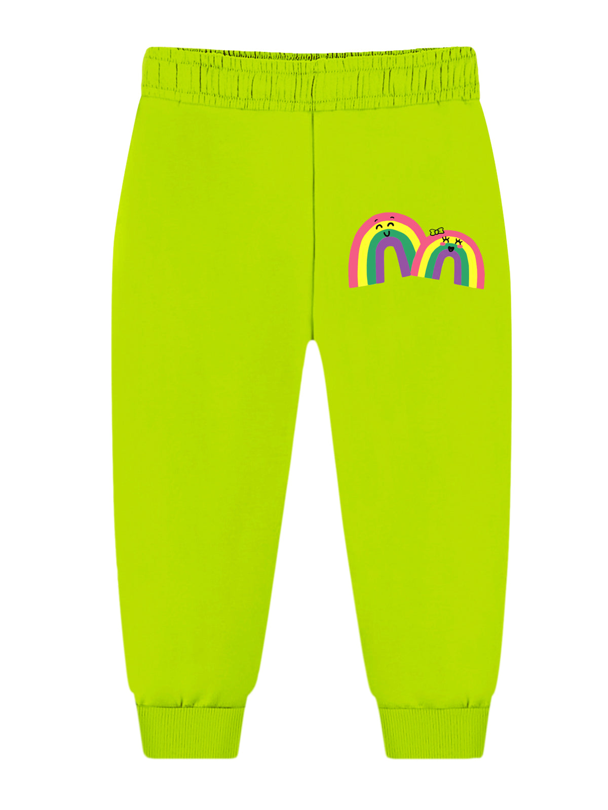 Trampoline Cotton Blend Knit Pack of 2 Full Sleeves Daddy Little Princess & Rainbow Printed T-shirt and Pyjama Set - Green & Pink
