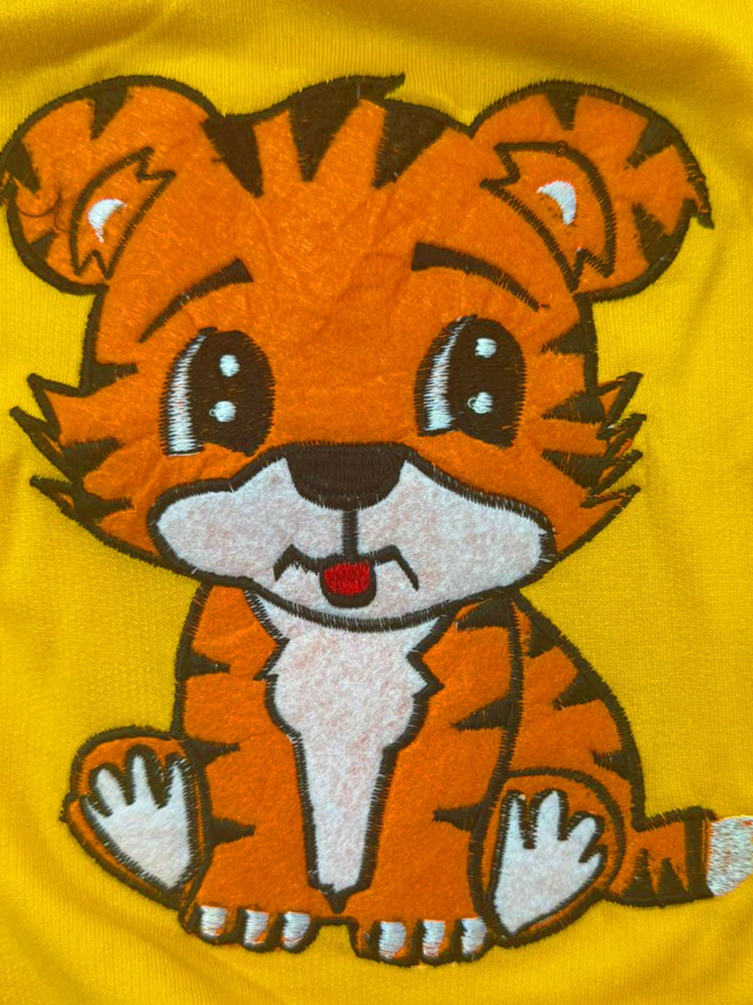Trampoline Cotton Blend Knit Pack Of 2 Full Sleeves Dinosaur & Tiger Patch Work Printed Tees - Yellow & Orange