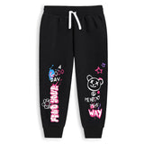 Trampoline Knit Terry loop Full Sleeves Text Printed T-shirt With Coordinating Track Pant Set - Black