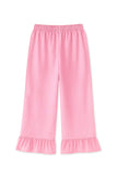 Trampoline Cotton Knit Half Sleeves Crop Top With Trousers Set - Pink