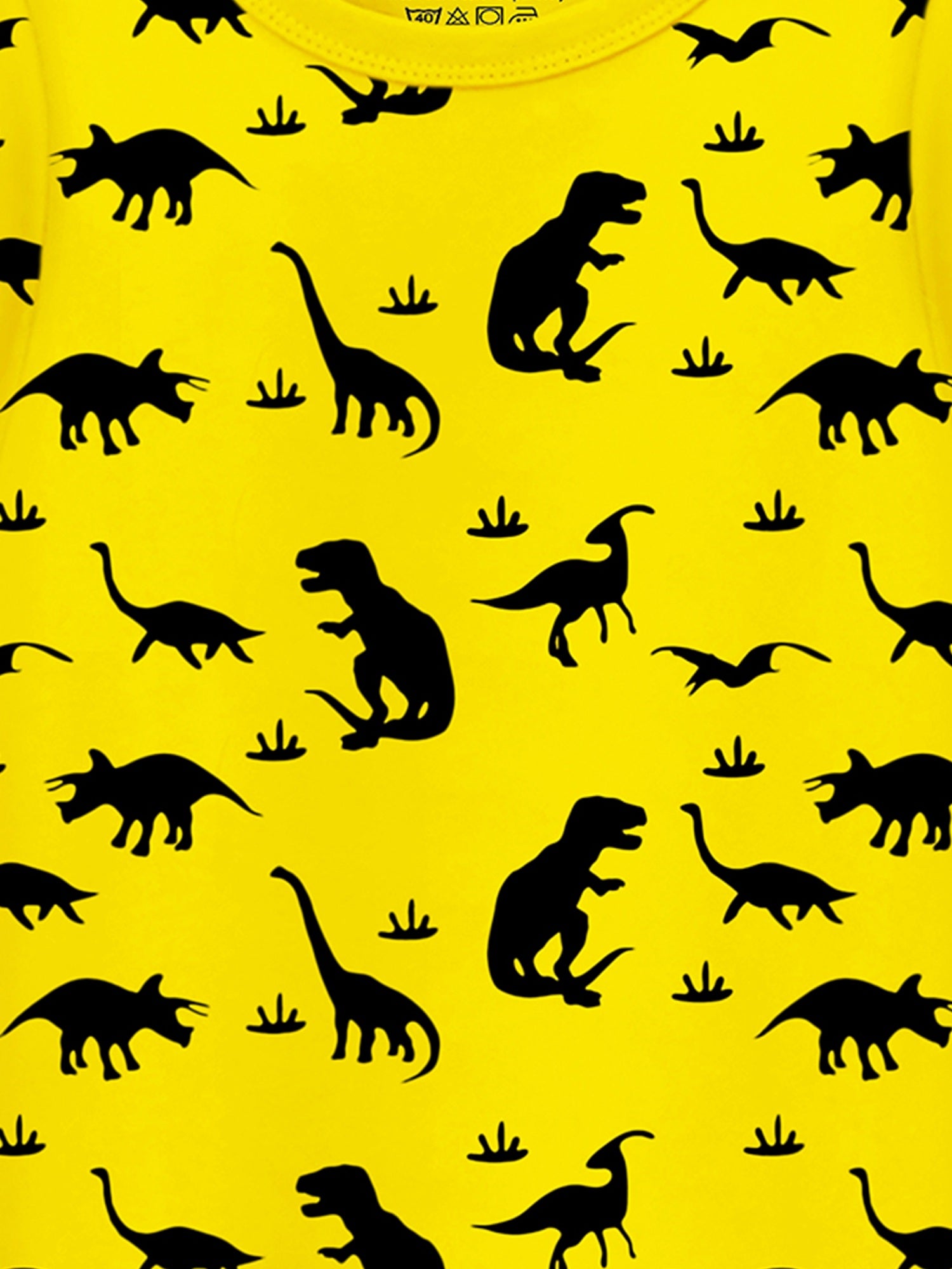 Trampoline Cotton Blend Knit Pack of 2 Half Sleeves Dinosaur & Tiger Printed T-shirt & Shorts Set - White & Yellow