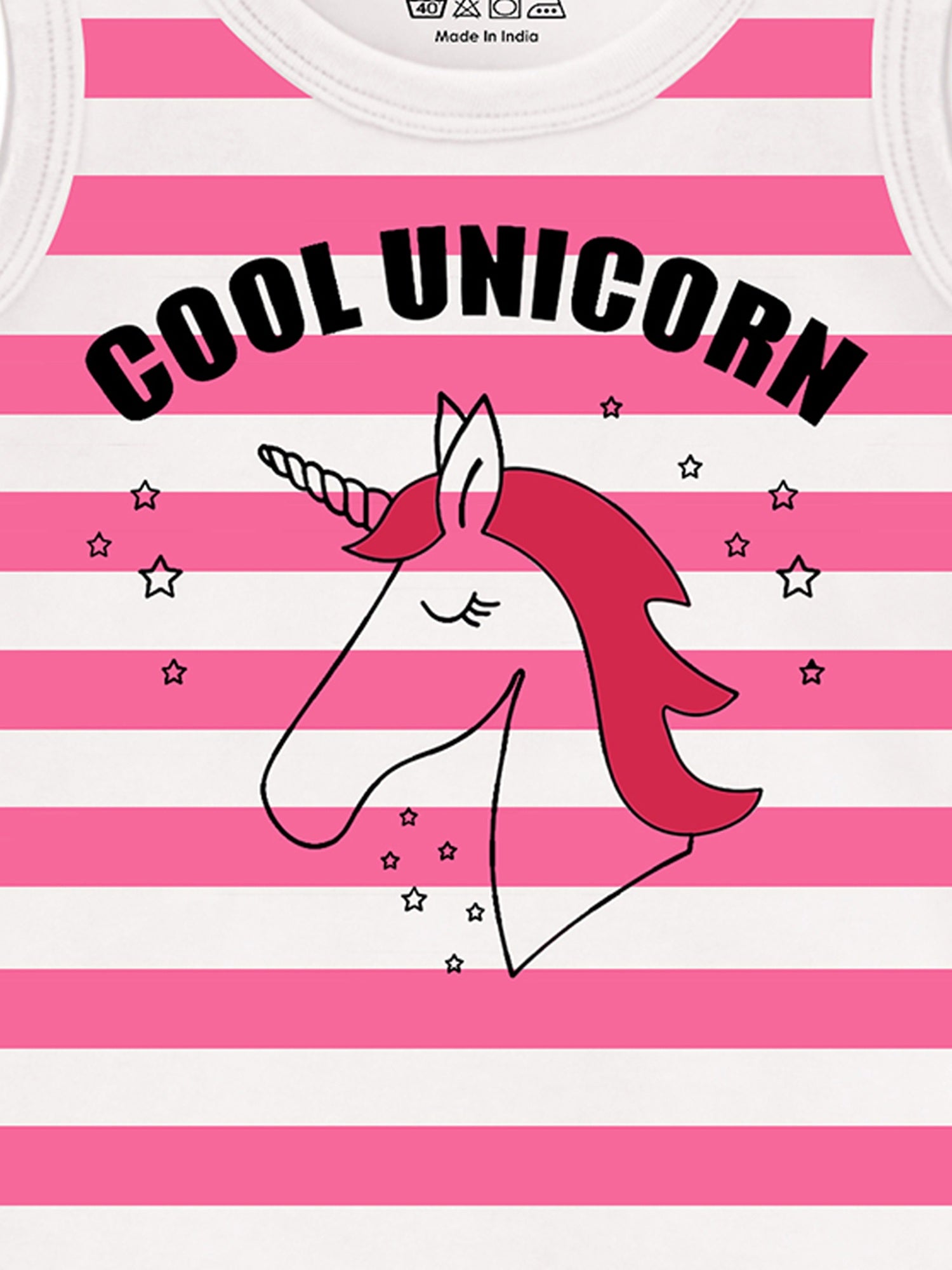 Trampoline Cotton Blend Pack Of 4 Sleeveless Unicorn & Lets Shine Printed T-Shirts- Multi Colour