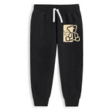 Trampoline Cotton Blend Knit Full Sleeves Panda Printed Tee With Jogger Set - Black