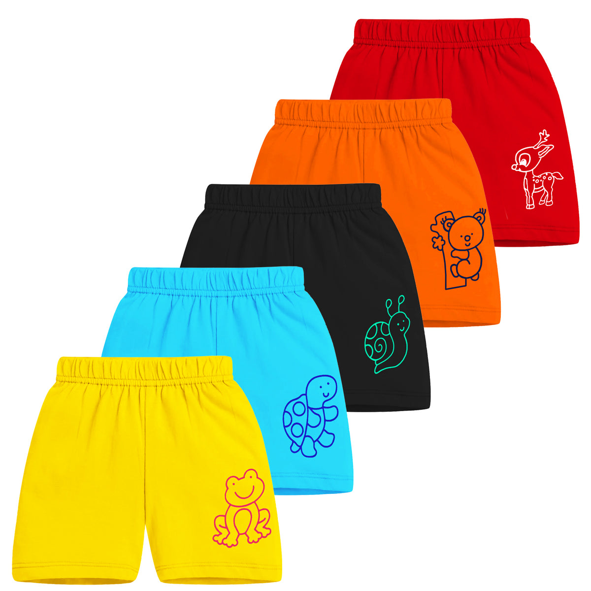Trampoline Boys & Girls Casual Printed Shorts (Pack of 5)