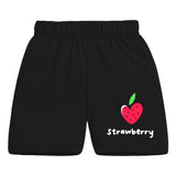 Trampoline Cotton Blend Knit Pack Of 2 Half Sleeves Strawberry & Little Girl Text Printed Crop Tops & Shorts Set - Multi Colour