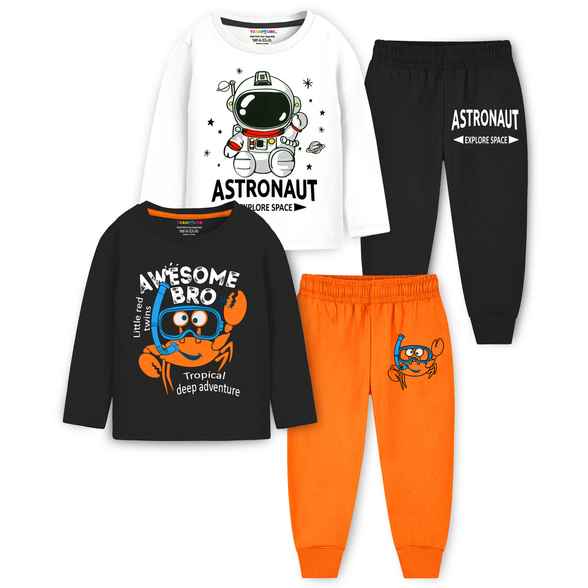 Trampoline Kids Boys Space Theme T-Shirt & Pajama Set Pack of 2 - Multicolor