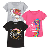 Trampoline Girls Half Sleeves Regular Fit T-Shirt (Pack of 3)