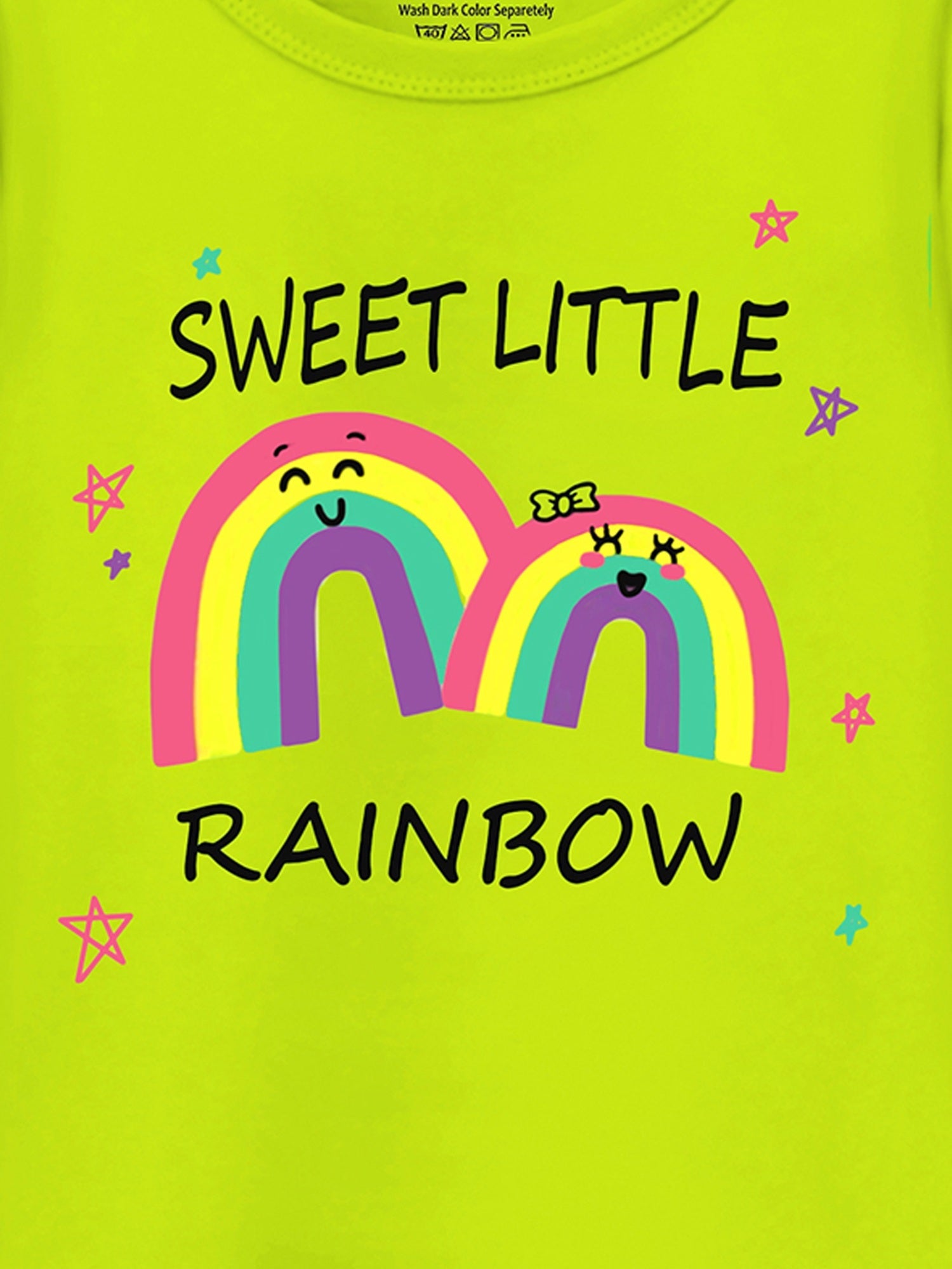 Trampoline Cotton Blend Knit Pack of 2 Full Sleeves Daddy Little Princess & Rainbow Printed T-shirt and Pyjama Set - Green & Pink