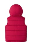 Trampoline Knit Sleeveless Solid Puffer Winter Jacket With 2 Front Pockets - Red