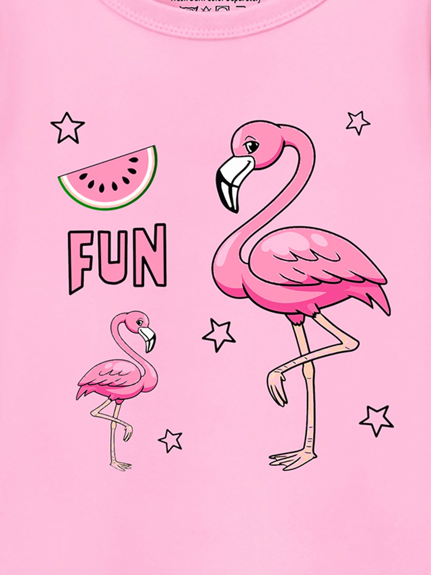 Trampoline Cotton Blend Knit Pack of 2 Half Sleeves Flamingo & Heart Printed T-shirt & Shorts Set - Multi Color