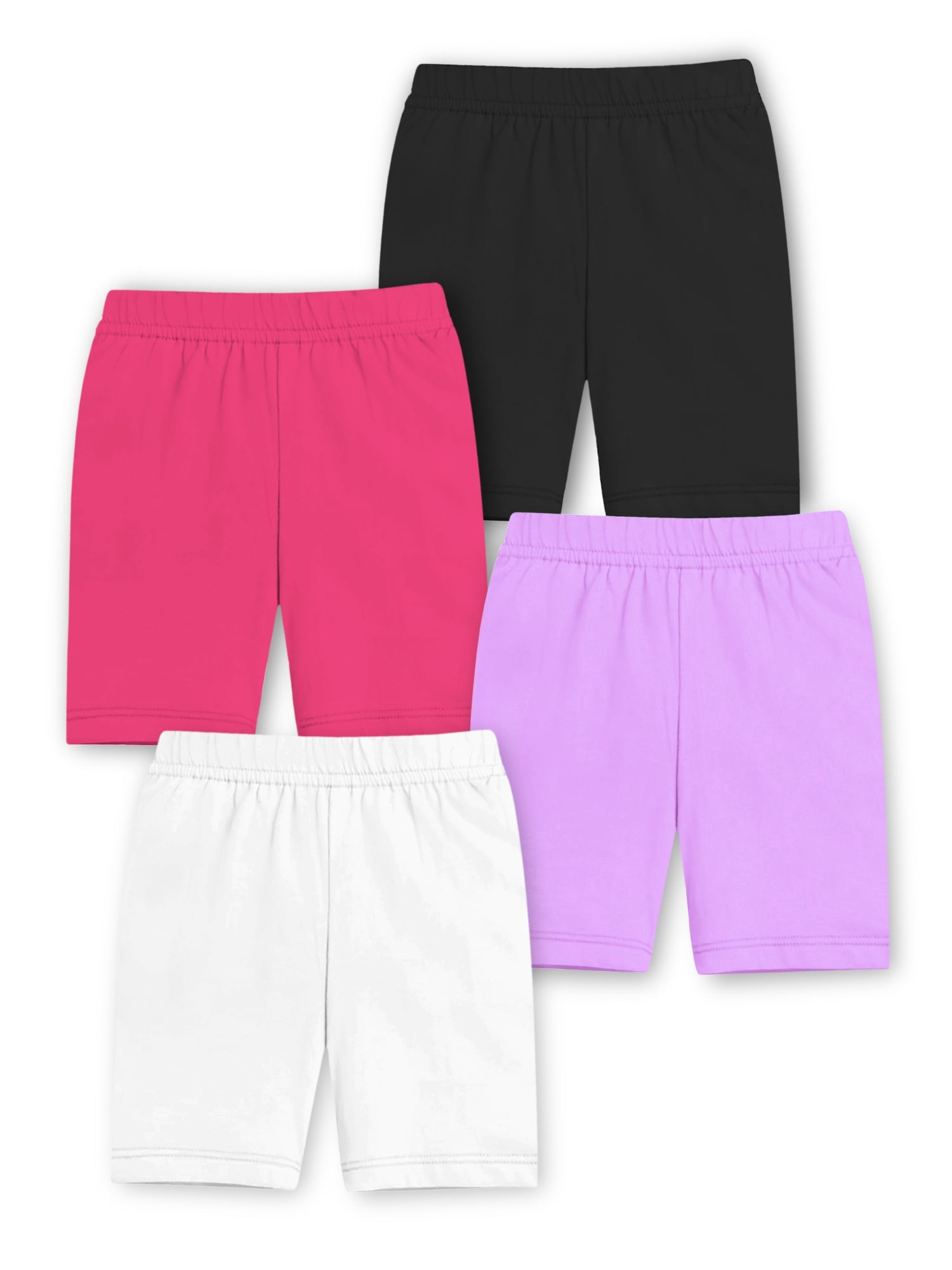 Trampoline Cotton Lycra Knit Pack Of 4 Solid Cycling Sports Shorts - Multi Colour