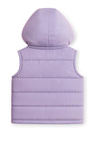 Trampoline Knit Sleeveless Solid Puffer Winter Jacket With 2 Front Pockets - Purple