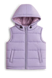 Trampoline Knit Sleeveless Solid Puffer Winter Jacket With 2 Front Pockets - Purple