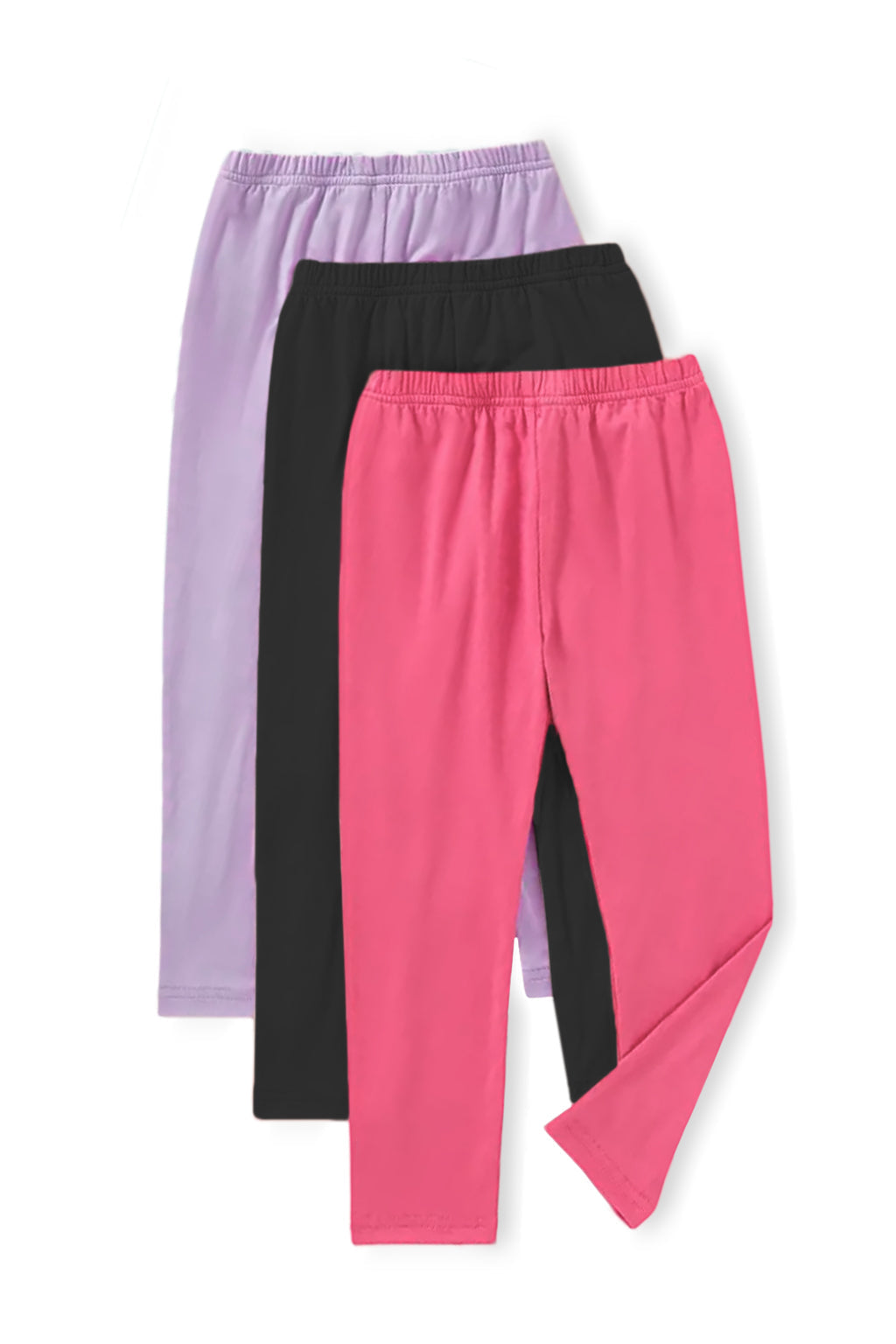 Trampoline Girls Solid Cotton Lycra Slim Fit Leggings Pack of 3 - Multicolour