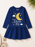 Trampoline Girls Cotton Blend Moon & Daisy Print A-Line Dress – Pack of 2 (Navy Blue & Red)