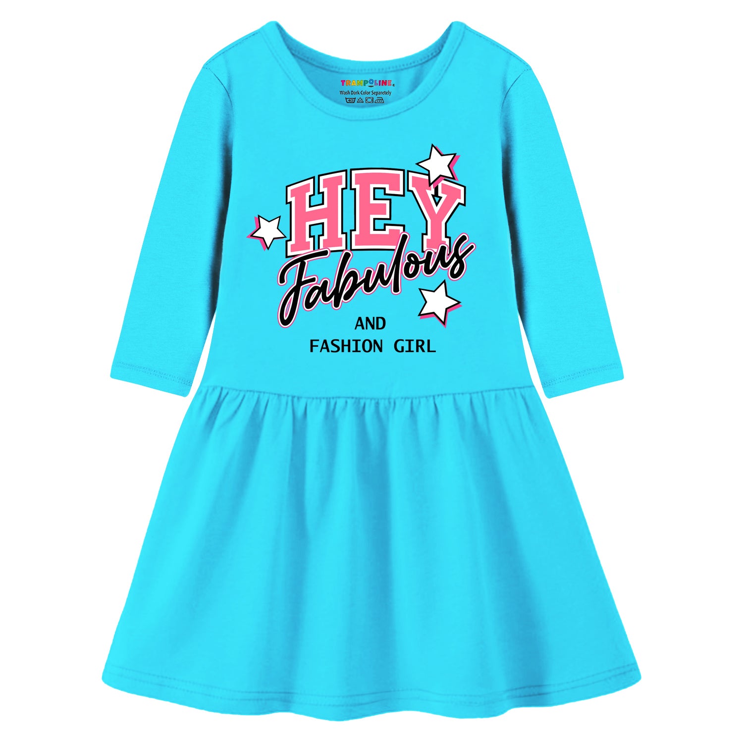 Trampoline Girls Midi Dress Combo | 3/4 Sleeve Cotton Dresses for Kids with Bright Prints | Everyday Comfort Meets Playful Style | Pack of 2