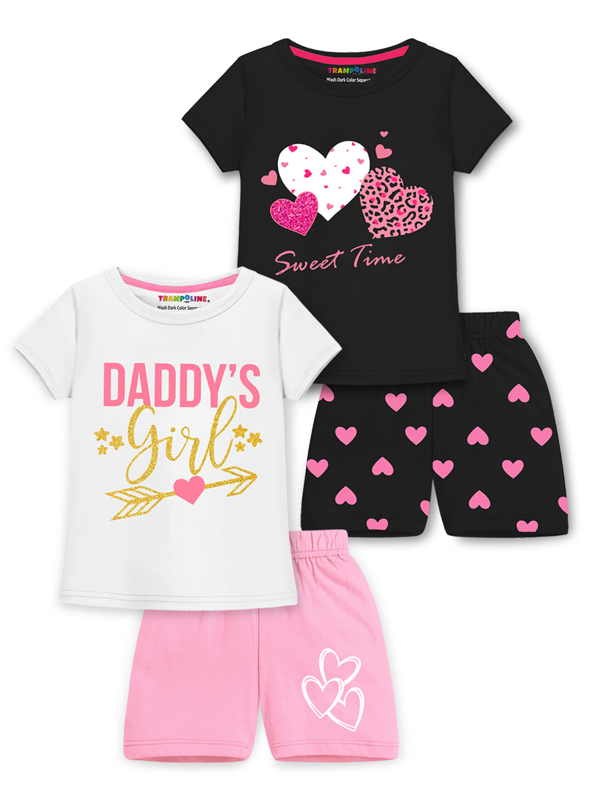Trampoline Girls Printed T-shirt & Short Set Pack of 2