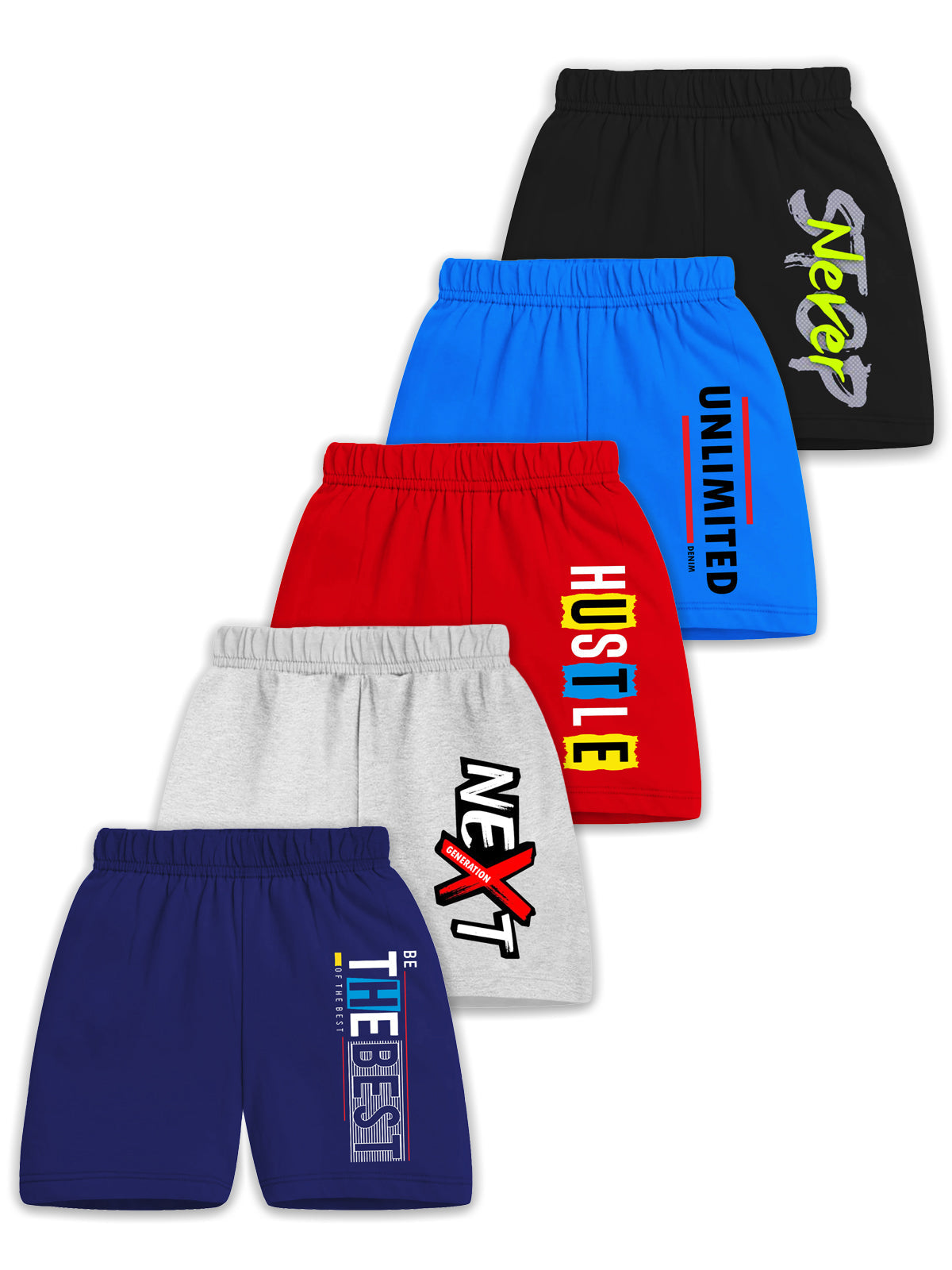 Trampoline Boys and Girls Graphic Printed Shorts Pack of 5