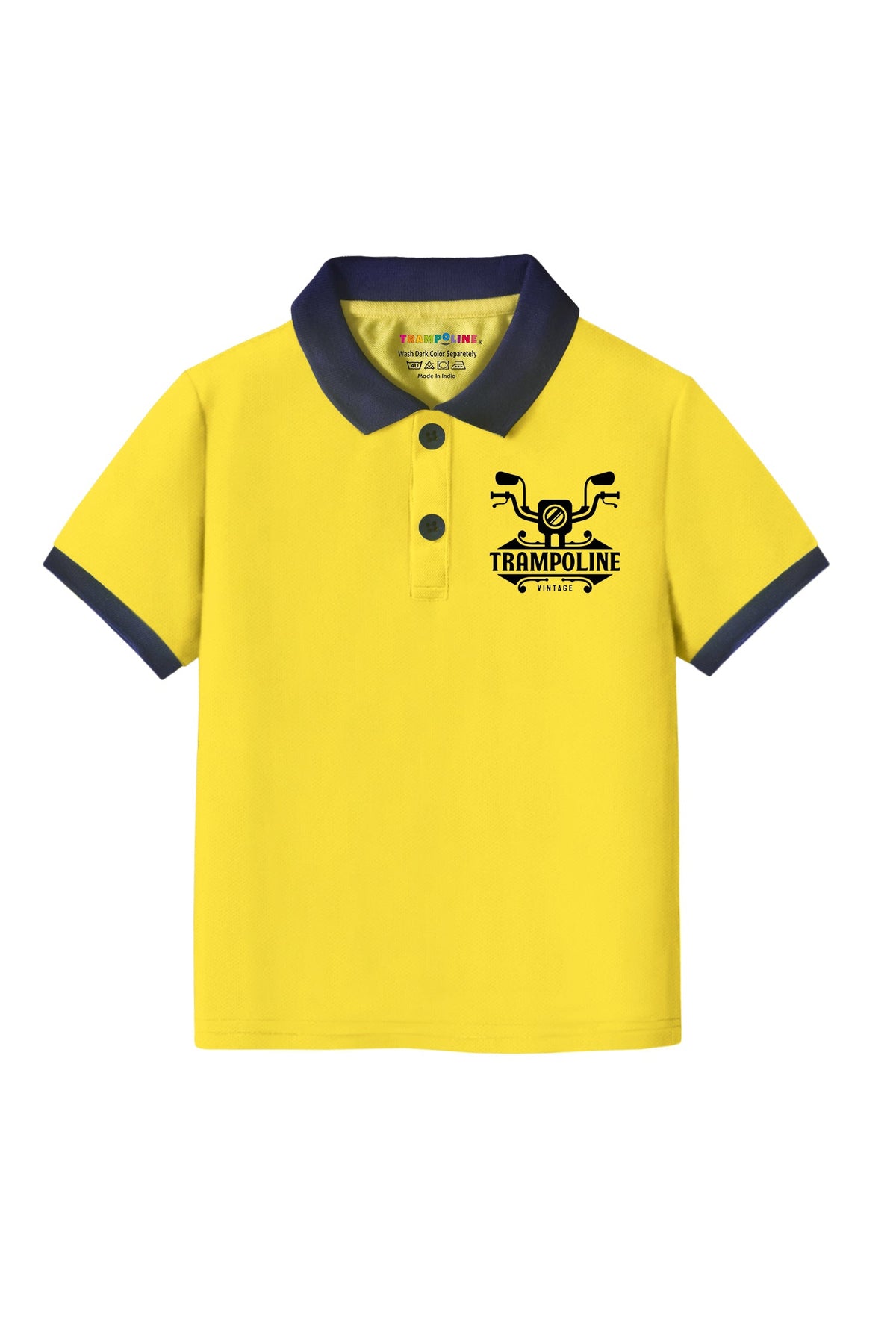 Trampoline Kids Cotton Blend Knit Half Sleeves Solid  Polo T-Shirt - Yellow