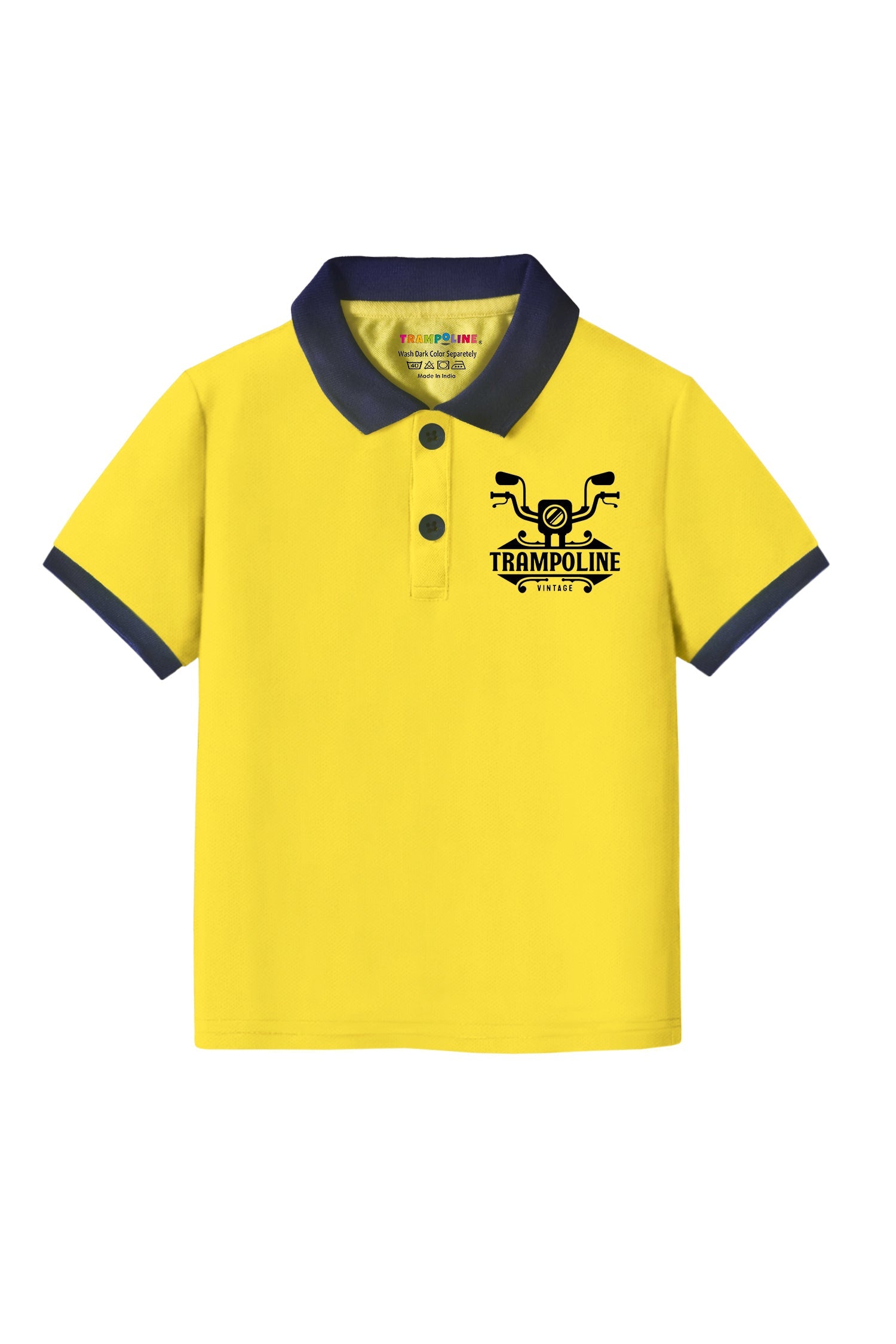 Trampoline Kids Cotton Blend Knit Half Sleeves Solid  Polo T-Shirt Pack of 2 - Black, Yellow