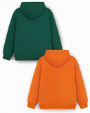 Trampoline Fleece Knit Full Sleeves Wildcats & Brooklyn Printed Hooded Winter Sweatshirt Pack Of 2 - Green Orange