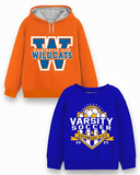 Trampoline Fleece Knit Full Sleeves Wildcats & Varsity Soccer Printed Winter Sweatshirt Pack Of 2 - Orange Blue