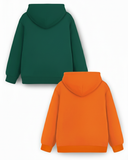 Trampoline Fleece Knit Full Sleeves Wildcats & Brooklyn Printed Hooded Winter Sweatshirt Pack of 2 - Green Orange