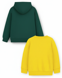 Trampoline Fleece Knit Full Sleeves Brooklyn & Bike Printed Winter Sweatshirt Pack Of 2 - Green Yellow