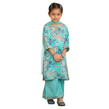 Trampoline Girls Floral Printed Kurta & Palazzo Set With Dupatta