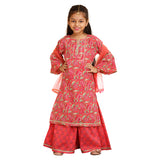 Trampoline Girls Floral Printed Kurta & Sharara Set With Dupatta