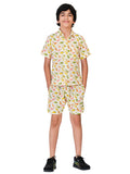 Trampoline Woven Cotton Half Sleeves Dinosaur Print Shirt and Shorts Set - Multicolor