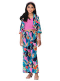 Trampoline Cotton Woven Bold Printed Spaghetti Top, Palazzo & Jacket - Multicolour