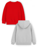 Trampoline Fleece Knit Full Sleeves Varsity & Nyc Printed Winter Sweatshirt Pack Of 2 - Red Grey