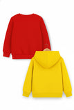 Trampoline Fleece Knit Full Sleeves Awesome & Heart Printed Winter Sweatshirt Pack Of 2 - Red Yellow