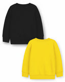 Trampoline Fleece Knit Full Sleeves Space & Bike Printed Winter Sweatshirt Pack of 2 - Black Yellow