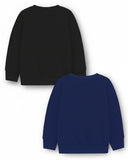 Trampoline Fleece Knit Full Sleeves Snoe Man & Astronaut Printed Winter Sweatshirt Pack of 2 - Black Navy Blue